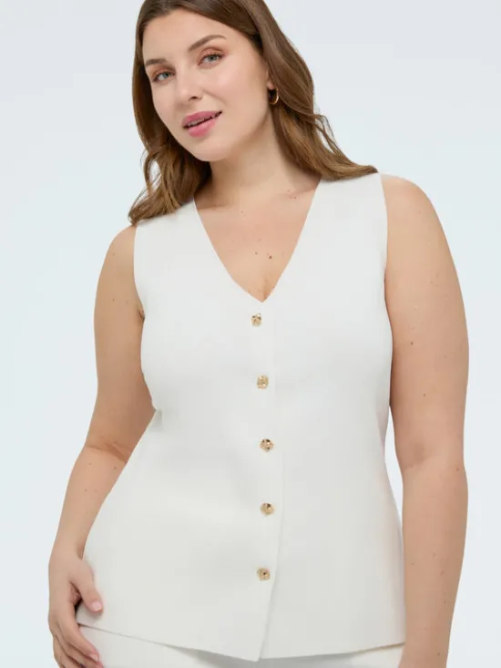 Fiorella Rubino Kamizelka M089L008362N011 Biały Regular Fit