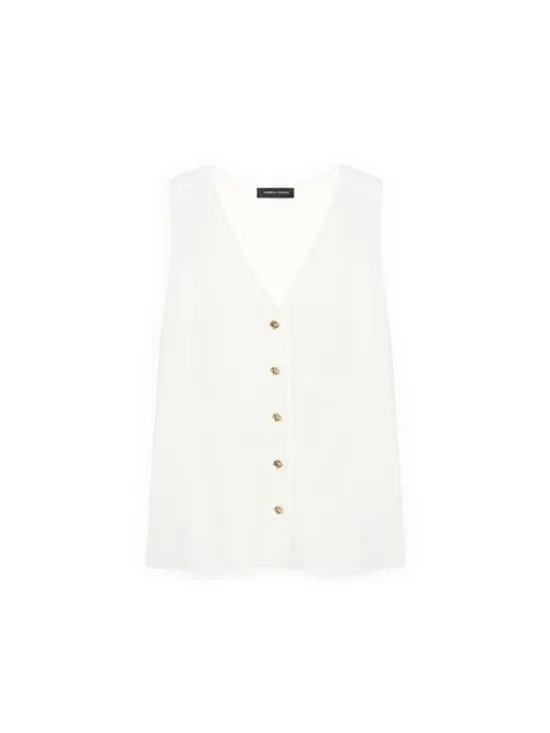 Fiorella Rubino Kamizelka M089L008362N011 Biały Regular Fit