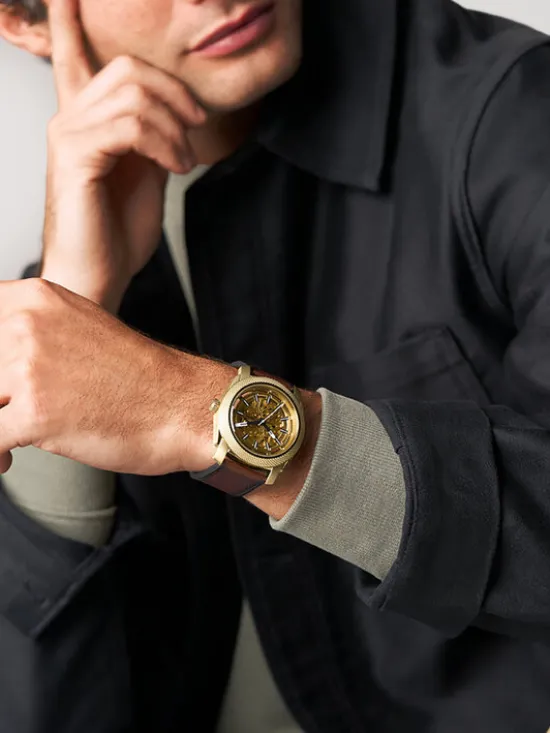 Fossil Zegarek Machine ME3278 Brązowy