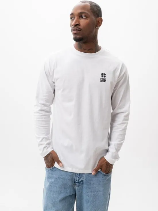 Good Luck Longsleeve T-SHIRT Z Długim Rękawem LONGSLEEVE Biały Męski GOOD LUCK Logo M Biały Regular Fit
