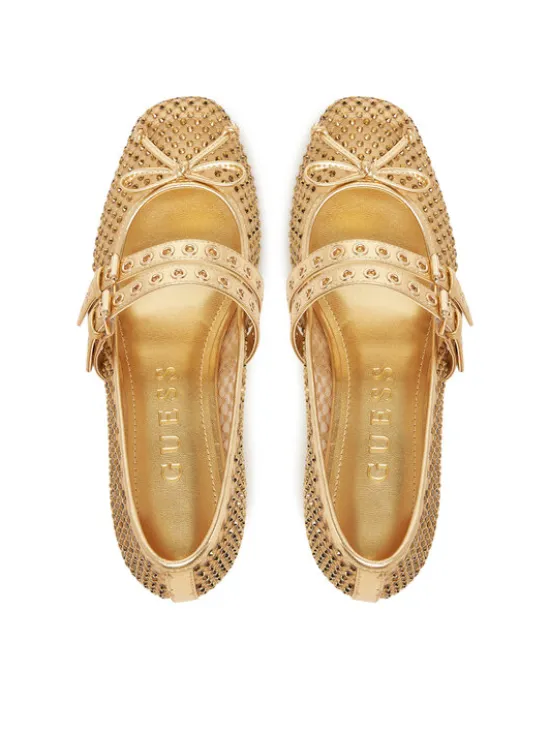 Guess Baleriny FLJKNN FAB02 Złoty