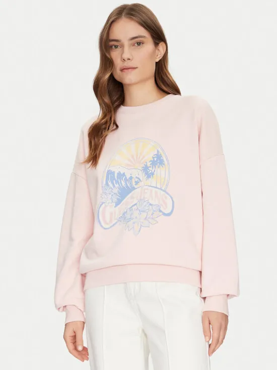 Guess Bluza W5GQ16 K68I4 Różowy Regular Fit