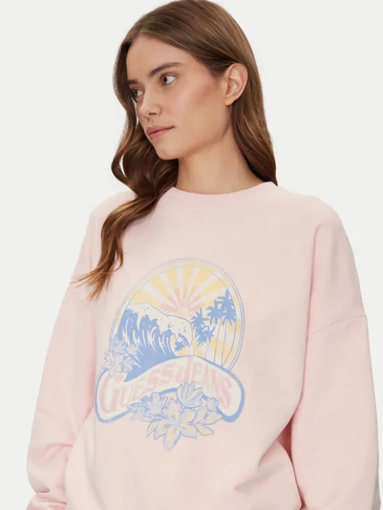 Guess Bluza W5GQ16 K68I4 Różowy Regular Fit