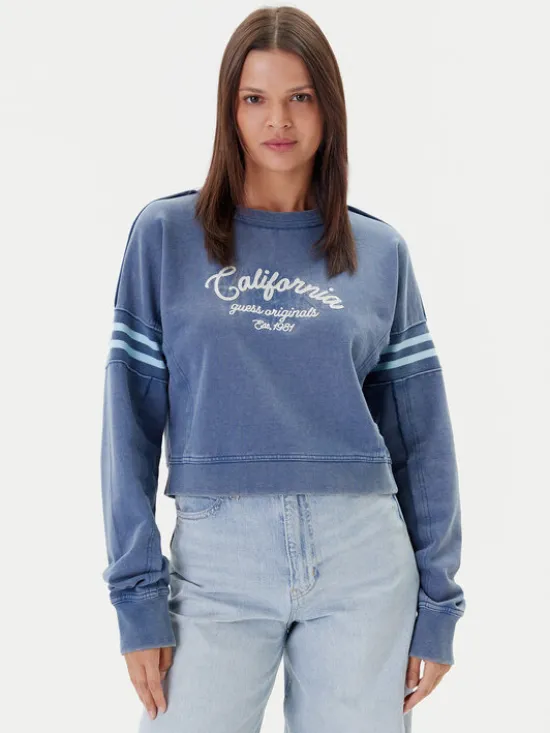 Guess Bluza W5YQ24 K68I4 Niebieski Regular Fit
