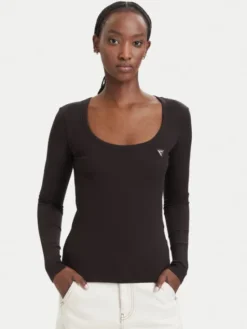 Guess Bluzka V4BP07 K8RT2 Brązowy ciemny Slim Fit