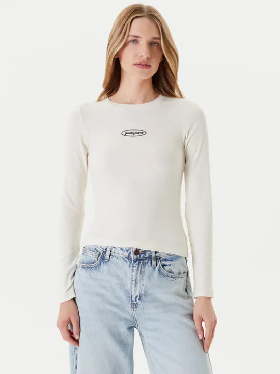 Guess Jeans Bluzka W5YP38 KA0H1 Écru Slim Fit