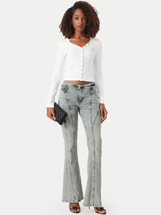Guess Jeans Bluzka W6YP03 K3647 Biały Slim Fit