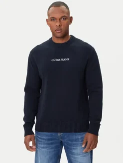 Guess Jeans Sweter M4BR31 Z3HM1 Granatowy Regular Fit