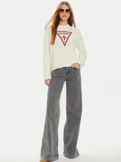 Guess Jeans Sweter W4BR12 Z3HM1 Beżowy Regular Fit