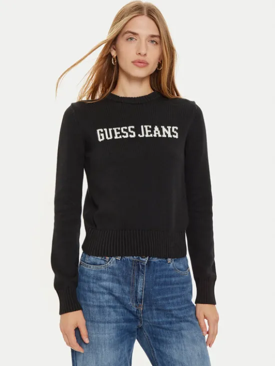 Guess Jeans Sweter W4BR10 Z3HM1 Czarny Regular Fit