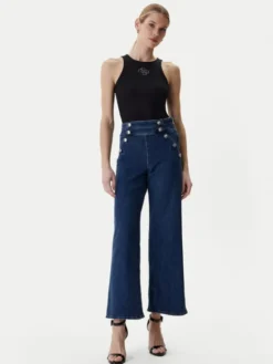 Guess Jeansy W6RA3R D0910 Granatowy Wide Leg