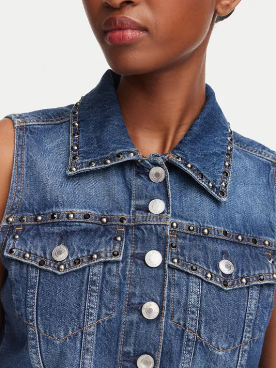 Guess Kamizelka W6YN06 D1344 Niebieski Regular Fit