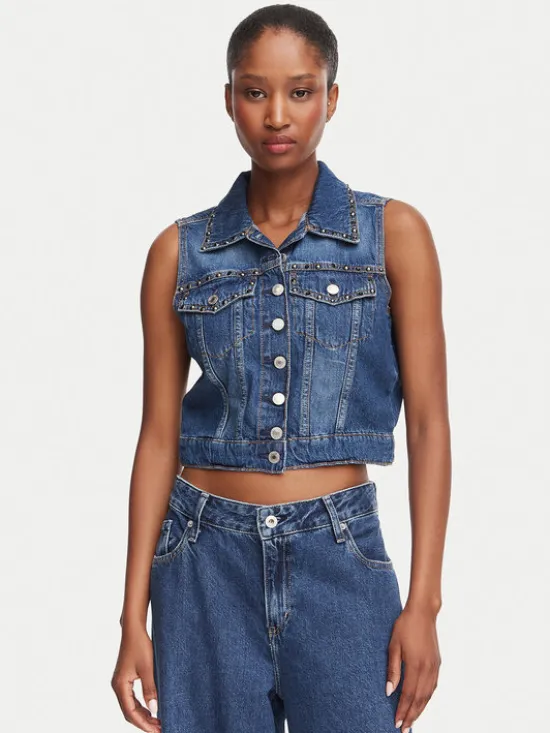 Guess Kamizelka W6YN06 D1344 Niebieski Regular Fit