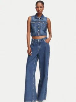 Guess Kamizelka W6YN06 D1344 Niebieski Regular Fit