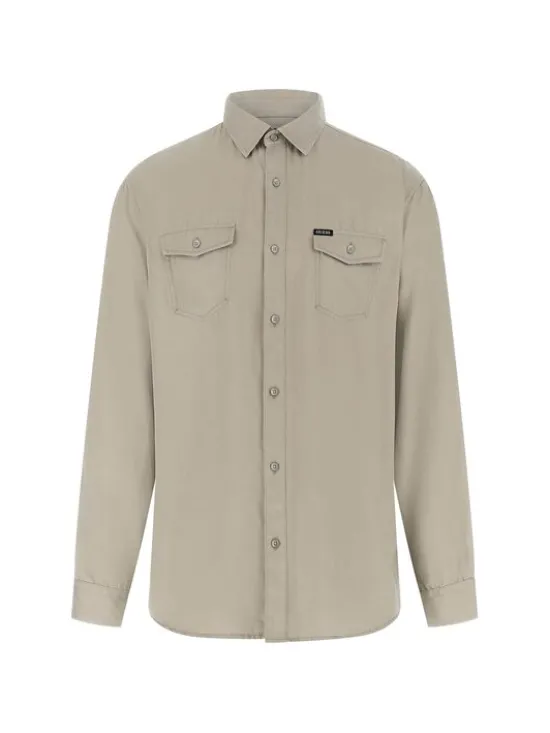 Guess Koszula 177075 Beżowy Classic Fit