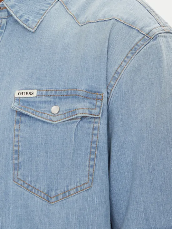 Guess Koszula jeansowa M4GH02 D3PF5 Niebieski Slim Fit
