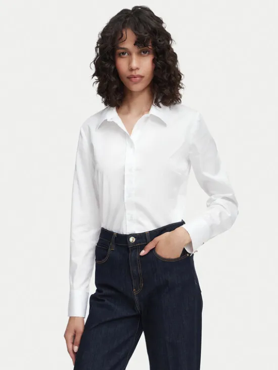 Guess Koszula W6YH10 W2752 Biały Slim Fit