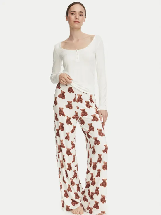 Guess Piżama O6BX01 K5026 Kremowy Regular Fit