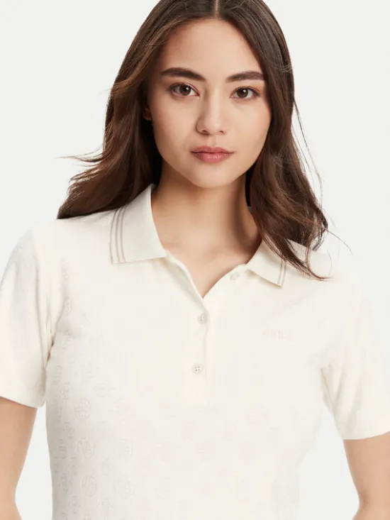 Guess Polo V5YP01 KCX12 Kremowy Regular Fit