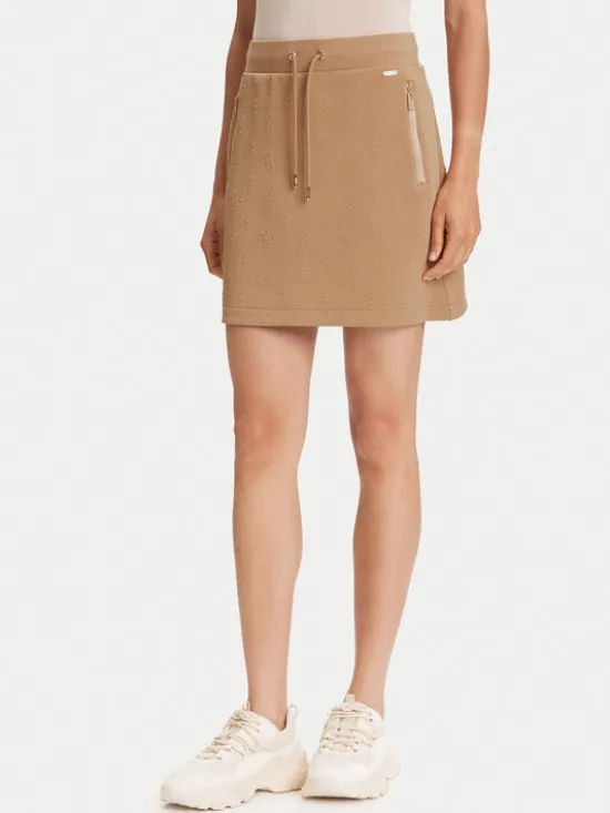 Guess Spódnica mini V5YD03 KBSL2 Brązowy Regular Fit