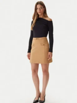 Guess Spódnica trapezowa W5BD61 KCMU2 Beżowy Regular Fit