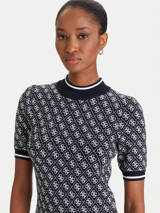 Guess Sukienka dzianinowa W3YK39 Z37K0 Granatowy Regular Fit