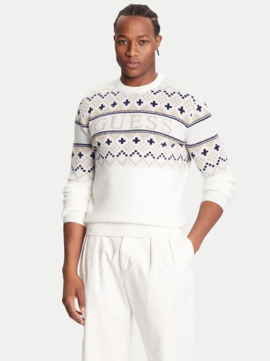 Guess Sweter M5BR61 Z4142 Écru Regular Fit