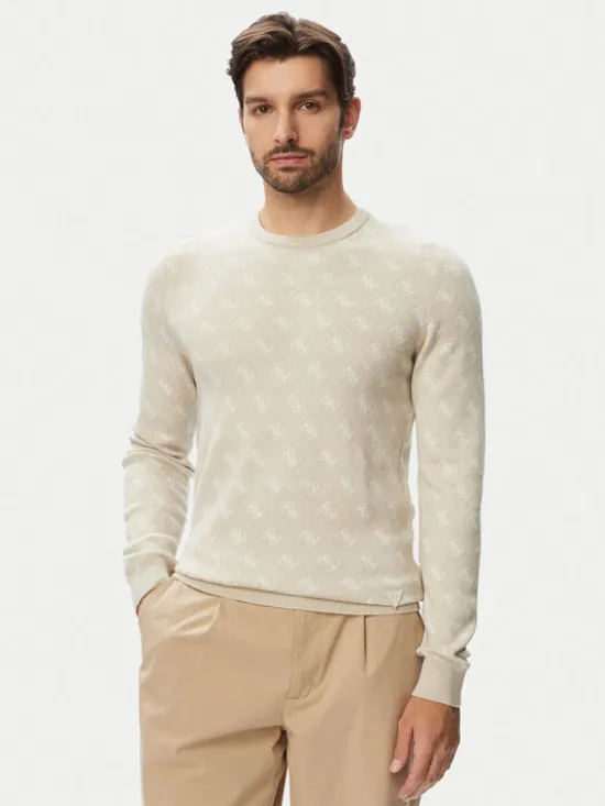 Guess Sweter M6YR11 Z0916 Beżowy jasny Regular Fit