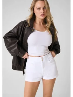 Guess Szorty materiałowe 183153 Biały Short Fit