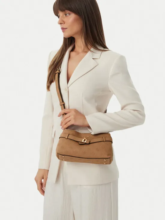 Guess Torebka Ella Logo Mini HWPD97 46730 Beżowy ciemny