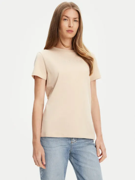 Guess T-Shirt V3BI11 J1314 Beżowy Regular Fit