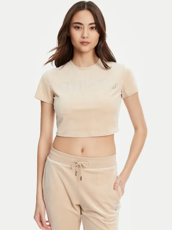 Guess T-Shirt V3BI01 K0232 Beżowy Regular Fit