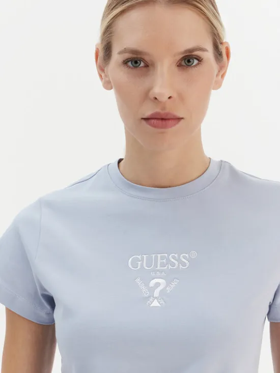 Guess T-Shirt V4YI21 KCDH1 Błękitny Regular Fit