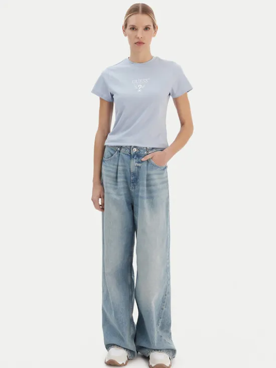 Guess T-Shirt V4YI21 KCDH1 Błękitny Regular Fit