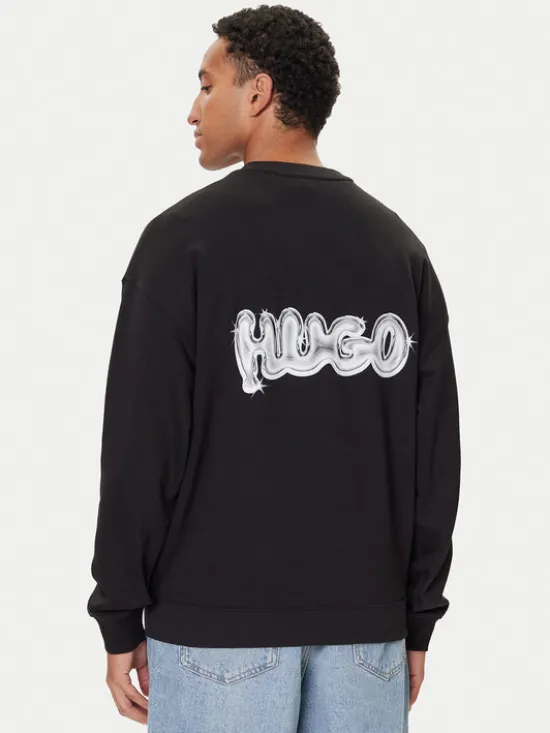 HUGO Bluza Nyrocrew 50549778 Czarny Loose Fit