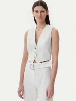 HUGO Kamizelka 50537760 Biały Slim Fit