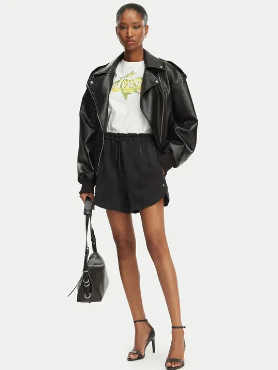 HUGO Szorty materiałowe Hermione-1 50559554 Czarny Loose Fit