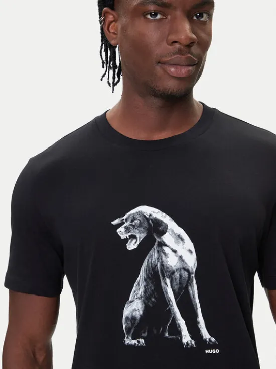 HUGO T-Shirt Didug 50548557 Czarny Regular Fit