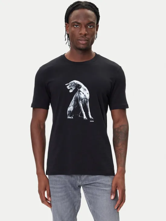 HUGO T-Shirt Didug 50548557 Czarny Regular Fit