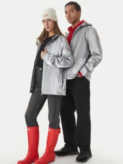 Hunter Kurtka przeciwdeszczowa HARU0008261 Srebrny Regular Fit
