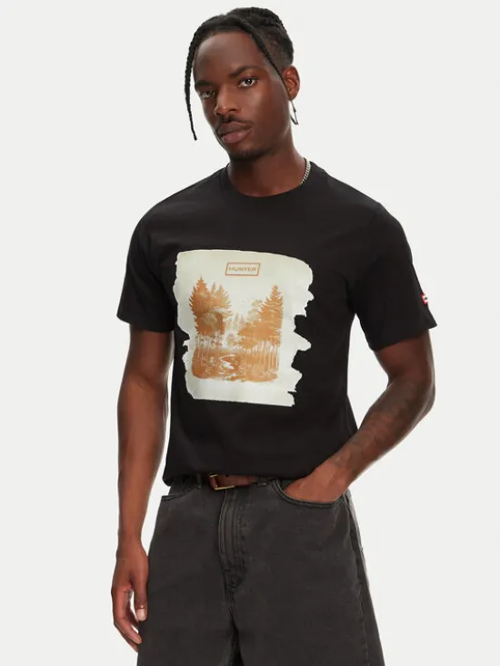Hunter T-Shirt Duart Graphic HARM0033251 Czarny Regular Fit