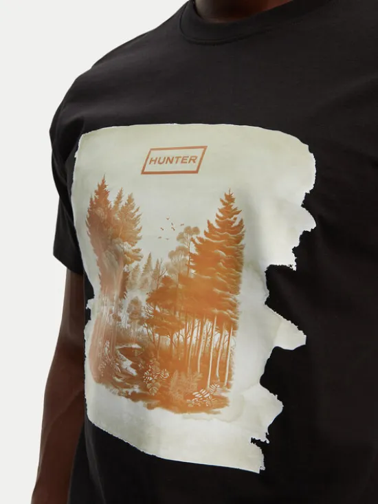 Hunter T-Shirt Duart Graphic HARM0033251 Czarny Regular Fit