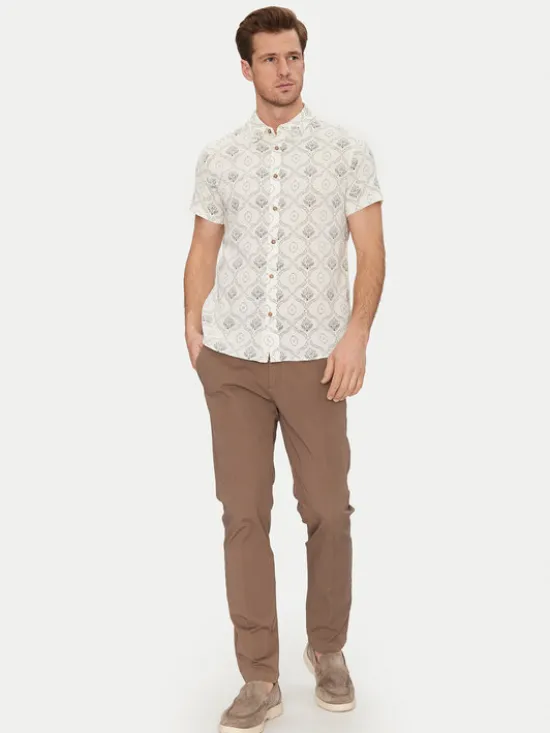 INDICODE Koszula Haiko 20-529 Beżowy Slim Fit