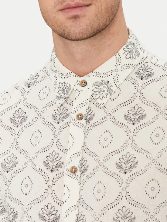 INDICODE Koszula Haiko 20-529 Beżowy Slim Fit