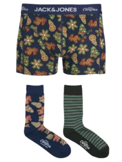 Jack & Jones Komplet bokserki i skarpety Gingerbread Giftbox 12285133 Kolorowy