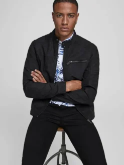 Jack & Jones Kurtka z imitacji skóry Rocky 12147218 Czarny Regular Fit