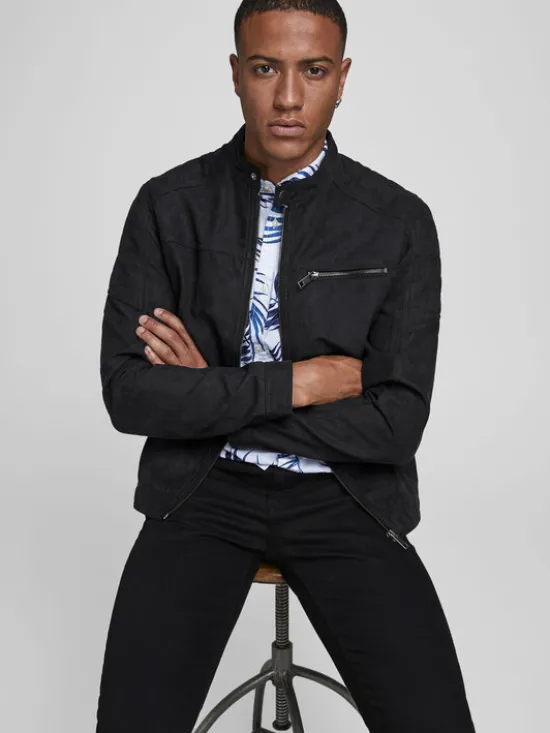Jack & Jones Kurtka z imitacji skóry Rocky 12147218 Czarny Regular Fit