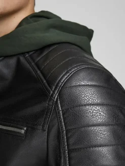 Jack & Jones Kurtka z imitacji skóry Rocky 12147218 Czarny Regular Fit