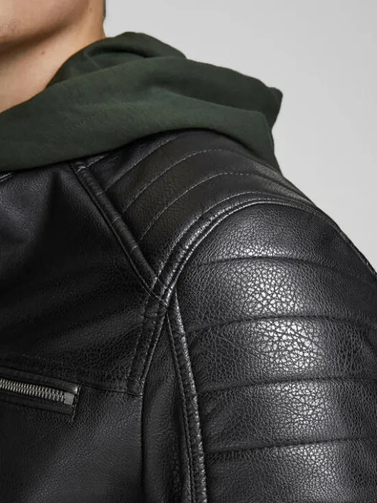 Jack & Jones Kurtka z imitacji skóry Rocky 12147218 Czarny Regular Fit