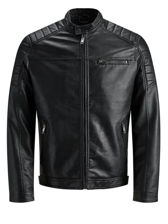 Jack & Jones Kurtka z imitacji skóry Rocky 12147218 Czarny Regular Fit